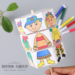 Manualidad de pintura acuarela giratoria DIY para niños, juguete educativo para colorear y dibujar con bolígrafos gratis - Product Image 3