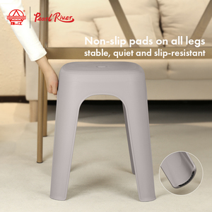 Pearl River Stackable Plastic Chair Modern Minimalist Design Non-Slip <b>Pads</b> Living Room Furniture - Product Image 1