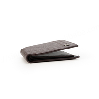 Dompet koin tempat kartu bisnis lipat Modern, dompet pendek minimalis pria, penutup ritsleting kulit asli buatan tangan