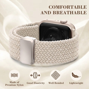 สายนาฬิกา <span class=keywords><strong>Apple</strong></span> Watch แบบยืดหยุ่นทำจากไนลอนสำหรับผู้หญิง รุ่น <span class=keywords><strong>SE</strong></span> 3 ขนาด 40 มม. 38 มม. 45 มม. สายรัดข้อมือสำหรับออกกำลังกายแบบสปอร์ตสำหรับผู้ชาย - Product Image 5