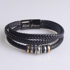 Wholesale High Quality Vintage Woven Multi Layer Magnetic Handmade Forever Love Stainless Bracelet Son for Father <b>Men</b> - Product Image 4