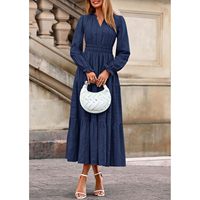 Vestido Maxi Elegante Personalizado para Mujer, Corte en A, Otoño 2025, para Invitadas de Boda, Manga Larga, Cuello en V, Diseño Fluido, Talla XS, con Bolsillos, para Fiestas, B0FCXZVJGX