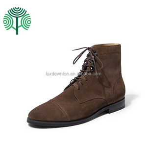 Botas de Tobillo de Cuero de Ante de Primera Calidad para Hombre, Botines, Botas Altas Formales, Estilo Brogue Italiano para Hombre de Negocios, Zapatos de Talla Grande de Fábrica - Product Image 1