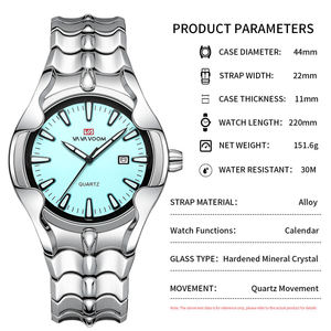 VAVA VOOM 2399 Nouvelle montre pour homme, montre à quartz haut de gamme, calendrier, étanche, personnalisée, décontractée, noire, personnalité unique, logo de marque - Product Image 6