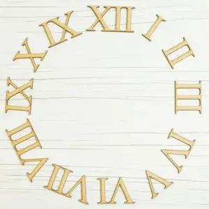 Warna emas plastik angka Romawi untuk jam dinding