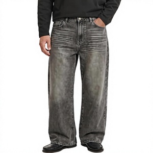 Jeans amples pour homme à haute élasticité, coupe ample, jambe large, en denim, pour un style décontracté, 100% coton, 10-12 OZ, logo OEM personnalisé, marque - Product Image 4