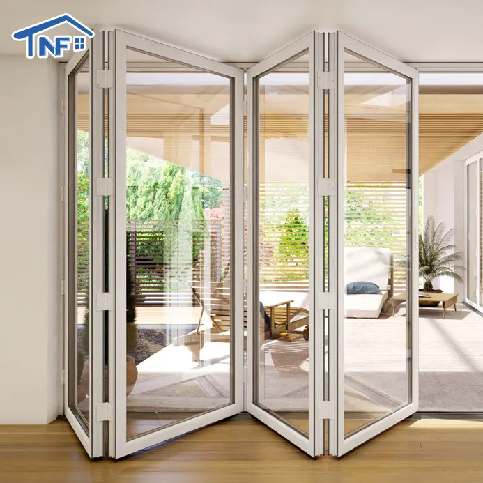 Portes pliantes et pliantes en aluminium blanc, pour intérieur et extérieur, 1 pièce