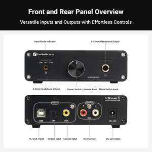 Fosi Audio XR-D5 <span class=keywords><strong>Mini</strong></span> DAC USB AMP 16-300Ohm, décodeur DAC portable, amplificateur pour casque, pour enceintes actives alimentées sur ordinateur de bureau - Product Image 2