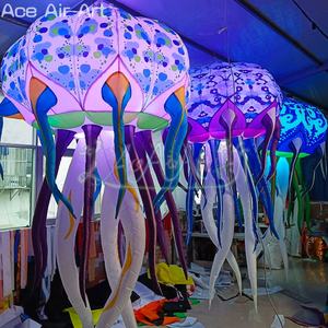 Decoración inflable LED Jelly Fish | Colgante inflable Dj Sea Creature Prop para escenario, eventos y fiestas temáticas subacuáticas - Product Image 3
