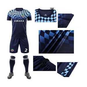 Maillot de football bleu marine personnalisé pour jeunes hommes, nouveau kit à motif écossais avec technologie de sublimation, ensembles pour enfants - Product Image 4