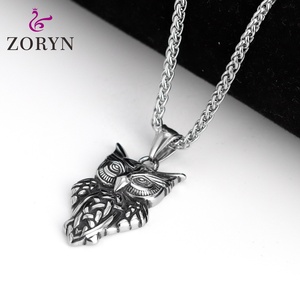 Collares con Colgante de Búho con Nudo Celta de Acero Inoxidable Personalizados, Joyería de Moda de Acero de Titanio Místico, Gótico, Vikingo y Vintage para Hombre - Product Image 2