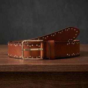 Fashionable Steel Square Men's Custom Cow Hide Belts-Waterproof Durable Heavy Duty Lightweight High Strength Eco-Friendly - Product Image 1