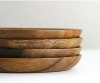 Assiettes de table en bois d'acacia faites à la main, 50 pièces, écologiques, non jetables, durables, vaisselle de fête, logo personnalisé, style américain