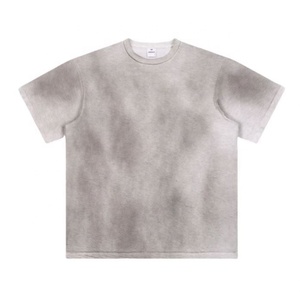 T-shirt vintage 100 % coton pur délavé au soleil à manches courtes, version tricotée avec logo personnalisable. - Product Image 5