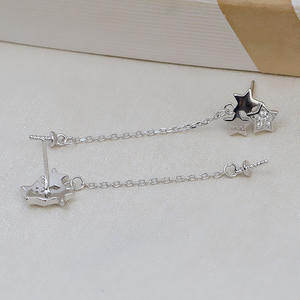 Ensemble de boucles d'oreilles pendantes en argent S925, tendance pour femmes, avec perle de cheveux 7-9, support creux semi-fini, 2715 - Product Image 5