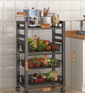 Estante de Almacenamiento de <span class=keywords><strong>Cocina</strong></span> de Múltiples Niveles, con Cajón Extraíble, Cesta Metálica para Verduras, Juego de Almacenamiento de <span class=keywords><strong>Cocina</strong></span> - Product Image 2