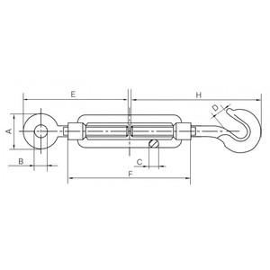 Chúng tôi loại gian lận kim loại xây dựng Wire Rope mở cơ thể mắt móc turnbuckle M12 M10 20mm 16mm móc và mắt mạ kẽm - Product Image 3
