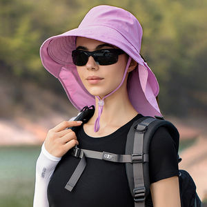 Chapeaux d'été pour femmes, protection UV extérieure du cou, visières solaires pour femme, pêche, randonnée, chapeau à large bord avec protection solaire et ouverture pour queue de cheval - Product Image 4