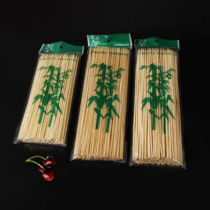 Doğal kebap tek kullanımlık yuvarlak bambu ızgara şiş tahta çubuklar barbekü