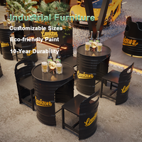 Table industrielle de chaise de baril de pétrole de fer réglée pour l'extérieur restaurants cafés gymnases hôtels maison bars