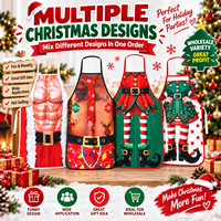 Tablier amusant et original à motif 3D Père Noël, unisexe, assorti pour couple, réutilisable, sans manches, pratique pour les fêtes de Noël