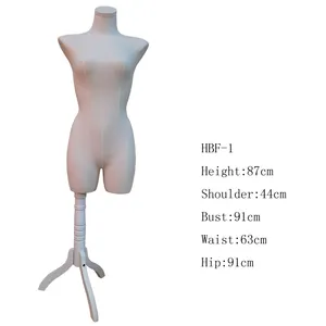 Headless Fiberglass Female Half Body Mannequin With Wood Stand