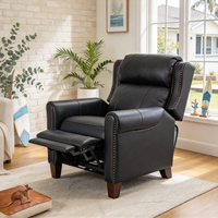 Fauteuil inclinable moderne en cuir pleine fleur avec clous décoratifs, fauteuil d'appoint inclinable manuel pour salon
