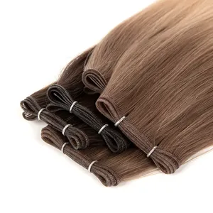 Top quality 12a one donor aligned double drawn hand tied weft balayage invisible remy Russian hair extensions genius flat weft