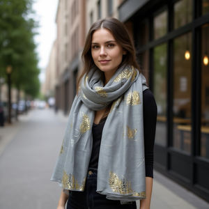 Sciarpa Lunga in Cotone TR Angelina 70x180cm con Stampa in Lamina Oro Rosa, Sciarpa alla Moda - Product Image 2