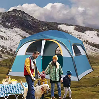 Tente familiale de luxe pour 6 à 8 personnes, double couche, imperméable, résistante aux UV, tente de camping de haute qualité