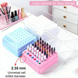 49 Holes Nail Drill Bits Storage <b>Box</b> White <b>Pink</b> Blue Empty <b>Box</b> Nail Drill Display Stand Manicure Accessoy <b>Tools</b> - Product Image 4