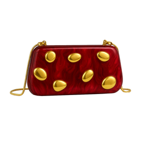 Bolso de noche de acrílico con diseño de cúpula para mujer, cartera brillante con efecto mármol, bolso de mano con cadena desmontable para salir de noche o ir a un cóctel - Product Image 6