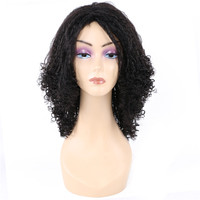Perruque synthétique Afro Yaki Marley, cheveux bouclés raides et volumineux, naturels, en couches, noirs, pour couture à la machine sans dentelle transparente