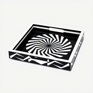 Handmade Black White Resin Art Serving <b>Tray</b> Eco Friendly Lightweight Kitchen Decor Gift <b>Tray</b> Premium Quality India Available - Product Image 1