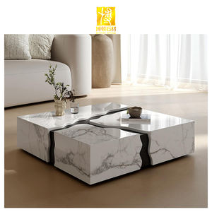 BOTON STONE Pierre Artificielle Moderne <span class=keywords><strong>Blanc</strong></span> Calacatta Poli <span class=keywords><strong>Blanc</strong></span> Comptoirs Plinthe Bloc Carré Marbre Table Basse - Product Image 2