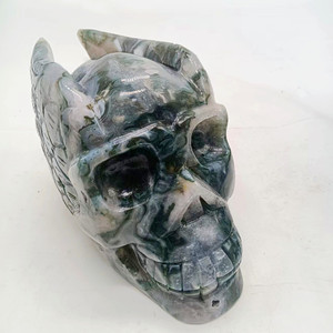 Nuevo diseño curación pulido piedra Natural Reiki cristal artesanía musgo ágata calaveras para Decoración - Product Image 3