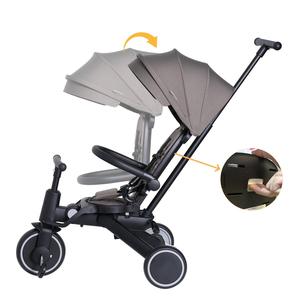 Tricycle pour enfants de haute qualité Model-T8 usine tricycle pour bébé à un bouton facile à plier avec dossier couché et vélo à siège à rotation à 360 angles - Product Image 1