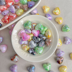 Abalorios sueltos electrochapados bicolor con degradado de nube de corazón para dijes de teléfono DIY y accesorios para pendientes de corazón de melocotón - Product Image 1