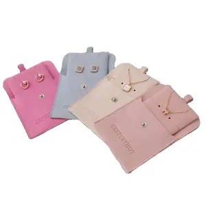 Customized Logo Small Cloth Bag With Necklace Clip Jewelry Buckle Bag For Bracelet And Earring Packaging Printing Products