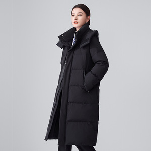 Women's Long Down Jacket Thickened Warm White Duck Down Coat With Detachable Hat Windproof For Professional Work Uniforms - Product Image 2