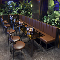 LEER Ensemble de mobilier durable et moderne en marbre, bois, métal et cuir pour bars, discothèques, KTV, restaurants et salons à chicha