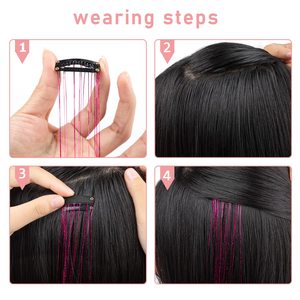 12 extensions cheveux à clipser 24 pouces à paillettes colorées Kit d'accessoires pour cheveux de fée pour femmes filles enfants - Product Image 3