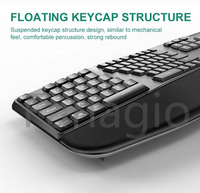 Clavier ergonomique sans fil 2,4 GHz avec repose-poignets incurvé pour un confort optimal, clavier multimédia ergonomique à touches séparées pour ordinateur de bureau