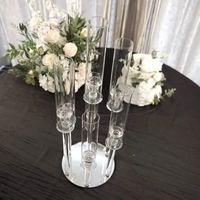 Candélabre en verre cristal 5 têtes 80 cm, porte-bougies pilier transparent, centres de table pour mariage, décoration de fête et de mariage