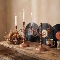 Support de bougie vintage rustique en cuivre à 3 et 5 bras pour centre de table de mariage, décoration de table intérieure style ferme