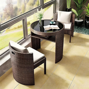 Set Salotto da Esterno in Rattan Salvaspazio per Balcone, 3 Pezzi: Divano Lounge, Tavolo da Pranzo e Sedie per Patio - Product Image 2