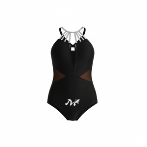 Traje de Baño de Una Pieza para Mujer M420, Cuello en V, Sin Mangas, Secado Rápido, Spandex, Poliéster, UPF50+, Cierre de Cremallera, Color Sólido - Product Image 1
