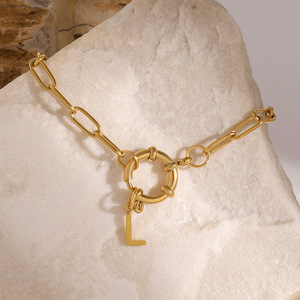Fashion Chain Bracelet Gold Letter L Pendant O Link Design Unisex Jewelry Gift - Product Image 3
