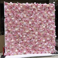 Dinding Bunga Buatan Multiwarna Cerah, Latar Belakang Dinding Bunga Campuran Mawar Anggrek Ungu Kuning Oranye Pink Terang untuk Pernikahan