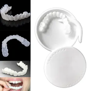 2 pares de placas dentadas blanqueadoras, correas de imitación, cubierta temporal de dientes postizos, sonrisa perfecta, ajuste cómodo, Kit de dentaduras